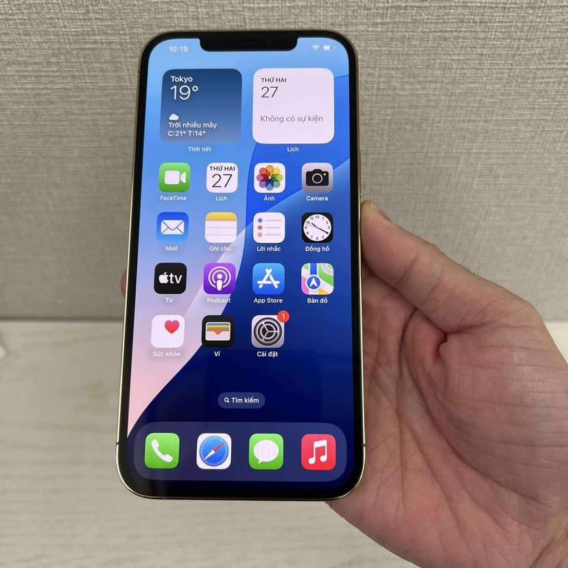 5767. Iphone 12 promax 256Gb gold quốc tế pin88% phụ kiện cáp sạc, giá 6man8