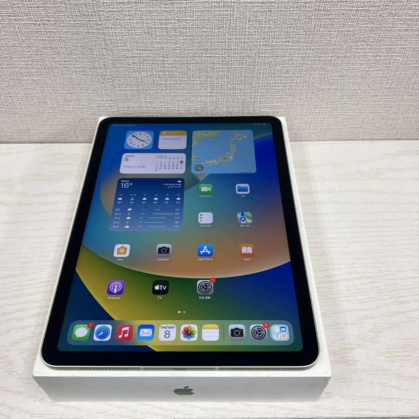 5861. Ipad Air 4 10.9" xanh 64Gb sim+wifi new99 pin91% phụ kiện fullbox, giá 4man6